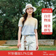 茵曼漸變條紋慵懶薄針織衫2025夏季女裝新款透氣寬松短袖上衣漸變藍 M