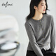 伊芙麗（eifini）朱珠代言圓領(lǐng)單排金屬扣純羊毛針織開(kāi)衫百搭舒適女外套秋裝 云煙灰 圓領(lǐng)開(kāi)衫 M 105-115斤