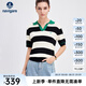 Navigare意大利小帆船撞色翻領(lǐng)短袖T恤女裝25夏季新款時(shí)尚條紋針織體恤衫 黑白條紋 M