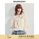 MAXRIENY波嬉風寬松刺繡泡泡袖上衣女法式落肩襯衫25夏款顯瘦襯衣 米白 S