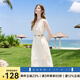 百圖betu女裝2025夏季新款連衣裙無袖羽毛流蘇背心氣質(zhì)裙子女2506T52 淺杏色 S