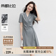 尚都比拉夏季西裝連衣裙女不規(guī)則下擺氣質百褶裙收腰顯瘦中長款職場通勤裙