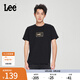 Lee25新品經(jīng)典日常字母Logo印花摩登中性男女同款短袖T恤休閑潮流 黑色2 XL