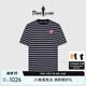 比音勒芬2025夏季新款Hattie聯(lián)名系列男士桑蠶絲面料撞色條紋圓領(lǐng)短袖T恤 25藏青色 XL