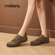 妙麗（Millies）復古真皮魔術(shù)貼德訓鞋女內增高百搭時(shí)尚板鞋運動(dòng)休閑鞋 棕色 38