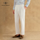 GIEVES CHARLES【早秋新品】白色純棉高腰牛仔垂感西褲男士休閑修身直筒西服褲子 白晝海岸 31