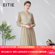 愛特愛（EITIE）法式優(yōu)雅氣質(zhì)收腰顯瘦百褶網(wǎng)紗亮絲連衣裙春秋新款A(yù)2407337 香檳白13 L 165