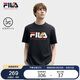 FILA 斐樂官方男子針織短袖衫2025夏新款狐貍刺繡休閑舒適純棉T恤
