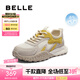百麗（Belle）靚麗撞色阿甘鞋女2025秋新商場同款舒適透氣休閑鞋E3B1DCM5 米色/黃 39 (245mm)