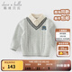 戴維貝拉（DAVE＆BELLA）冬裝純棉寶寶衣服學(xué)院風(fēng)男童上衣假兩件小童衣服兒童毛衣套頭衫 極地灰【現貨】 140 cm（建議身高130-140cm）