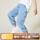 ASK JUNIOR女童褲子2025夏中大童長褲時尚印花柔軟兒童牛仔褲 藍(lán)色 140