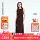 朗姿a字垂感輕禮服無袖修身連衣裙收腰高級感氣質2025年秋季新款 巧克力色 M