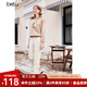 百圖betu女裝秋冬新款休閑褲燈芯絨哈倫褲高腰休閑褲女2310T85 米白 XS