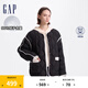 Gap女裝撞色設(shè)計波浪絎線羽絨服簡約輕薄外套654995 黑色 XL (175/92A) 亞洲尺碼