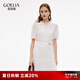 歌莉婭天絲連衣裙女夏季穿搭2025新款荷葉邊裙子1E5R4K830 07W米色 XS