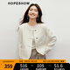 紅袖設計感國風(fēng)短外套秋季2024新款女裝小香風(fēng)直身圓領(lǐng)甜美氣質(zhì)上衣 米白004 M
