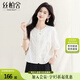 絲柏舍圓領(lǐng)襯衫2025夏裝新款女裝簡(jiǎn)約繡花復(fù)古短袖文藝風(fēng)上衣