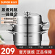 蘇泊爾（SUPOR）蒸鍋304不銹鋼三層復(fù)底多用蒸魚家用蒸籠電磁爐燃?xì)馔ㄓ?歐式蒸鍋 3層 26cm