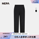 NEPA耐葩秋冬戶外男女同款拉絨寬松款休閑運動褲7JF1662 黑色C01 160/70A(070)