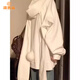 派吉鯊【兔耳朵】連帽衛衣女oversize薄款外套加絨加厚寬松慵懶開(kāi)衫上衣 長(cháng)兔耳朵薄款-白色 M 【建議70-100斤】