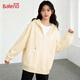 班尼路（Baleno）美式復古街頭連帽衛衣女春秋oversize薄款外套chic慵懶開(kāi)衫上衣女