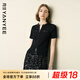 顏域黑色短袖針織開衫女夏裝2025新款薄款顯瘦通勤氣質(zhì)小外套上衣 黑色 2XL