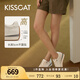 KISSCAT沈月熱巴同款接吻貓25年春摩卡厚底德訓(xùn)鞋內(nèi)增高休閑小白鞋 奶油白 39