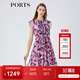 PORTS寶姿女裝春夏新品時尚碎花圓領(lǐng)短袖連衣裙LM8D240MPP109 丈青印花 M (6)