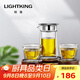 明尊（LIGHTKING）雞翅木耐熱加厚玻璃茶具套裝 創(chuàng  )意家用功夫茶杯茶杯 禮盒套裝組件 G-33（一壺兩杯）