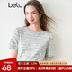 百圖betu女裝2025夏季新款T恤圓領撞色領邊混色針織舒適短袖女2503X06 綠色 L