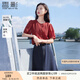 香影紅色襯衫女短袖2025夏裝新款萊賽爾天絲襯衣洋氣圓領法式上衣 紅色 S 155/80A/85-95斤