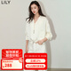 LILY夏新款女裝復古老花機車風雅痞設計感抽繩白色寬松短外套 603本白 M