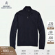 布克兄弟（BrooksBrothers）男士秋冬新美利奴羊毛純色拉鏈毛衣開衫 4004-藏青色 L