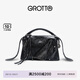 GROTTO個(gè)樂(lè )翻領(lǐng)包mini真皮輕便手提單肩斜挎包手機包小包禮物 經(jīng)典黑（牛皮） mini