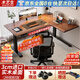 木藝生轉(zhuǎn)角雙電機電動升降電腦桌家用辦公雙人L型桌子工作臺拐角書桌 【雙電機】整板右拐角胡桃色 1.4*1.1M(升級加強版收納橫梁)