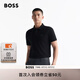 BOSS博斯【禮物】【珠地布】男士徽標(biāo)貼片彈力棉修身短袖Polo衫 001-黑色 L