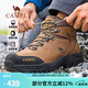 駱駝（CAMEL）戶外登山鞋牛皮防滑耐磨高幫徒步鞋男防水專業(yè)徒步鞋女靴爬山運(yùn)動 FB12234413，深卡其，男 41