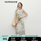 紅袖度假風(fēng)碎花連衣裙2025夏季新款女裝【繁華如夢(mèng)】高腰鉆石領(lǐng)雪紡裙 米底黑花670 M