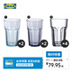 宜家（IKEA）POKAL博克爾加厚鋼化玻璃杯家用透明大容量耐熱果汁杯 淺藍色×2+淺紫色×2+透明玻璃杯子