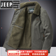 JEEP SPIRIT吉普【大牌撿漏價(jià)】高檔冬季中年男士商務(wù)休閑加絨加厚翻領(lǐng)夾克羊 軍綠色 2XL 建議145-165斤