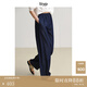 旅途原品ltyp 極簡(jiǎn)休閑牛仔一片式空氣褲 寬松百搭闊腿拖地褲女秋 深海藍-環(huán)保水洗 L