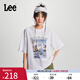 Lee商場同款舒適版日常圓領(lǐng)印花圖案白色男短袖T恤上衣休閑潮流 白色（尺碼偏大，拍小一碼） M
