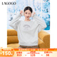 lagogo【抗菌發(fā)熱】灰色加絨圓領(lǐng)衛(wèi)衣女拉谷谷2024冬新款保暖上衣 灰色 M