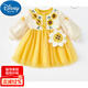迪士尼（Disney）秋季女童長(zhǎng)袖連衣裙女春秋寶寶嬰兒公主裙小女孩裙子周歲兒童禮服 黃色連衣裙+向日葵包包 90 cm