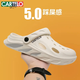 卡帝樂鱷魚（CARTELO）洞洞鞋男夏季外穿兩用涼拖鞋男包頭拖鞋軟底沙灘涼鞋 米白 42-43