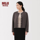 無(wú)印良品（MUJI）女式 毛圈 開(kāi)衫 女外套長(cháng)袖25年秋季上衣 女裝圓領(lǐng)BB2SRA5A 炭灰色 L （165/88A）