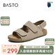 百思圖25夏商場(chǎng)同款休閑勃肯平跟女涼鞋B6465BL5 灰色 37