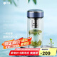 萬象（WANXIANG）雙層弧形玻璃杯男女士帶濾網(wǎng)水杯灰藍(lán)色360ml便攜車載泡茶杯