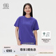 KOLON SPORT/可隆戶外短袖T恤 男女同款落肩寬松印花刺繡夏上衣 LURT5AT502-VI 紫羅蘭色 L 175/96A