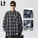 :CHOCOOLATEit格子長(cháng)袖襯衫男春秋季新款寬松美式潮牌潮流襯衣服 深蘭 L